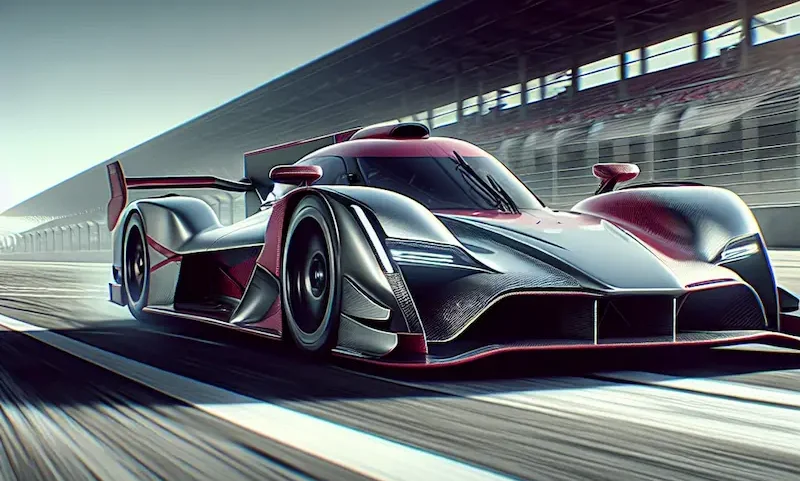 A sleek, high-performance race car speeds down a track, blur lines indicating fast motion, with an empty grandstand in the background—a vivid metaphor for how investing £1,800 in a new website can offer your business a high return on investment.